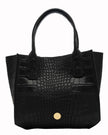 Elaine Turner- Mauney Satchel Bag- Black Embossed Croc - Edit by Elaine Turner