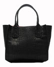 Elaine Turner- Mauney Satchel Bag- Black Embossed Croc - Edit by Elaine Turner