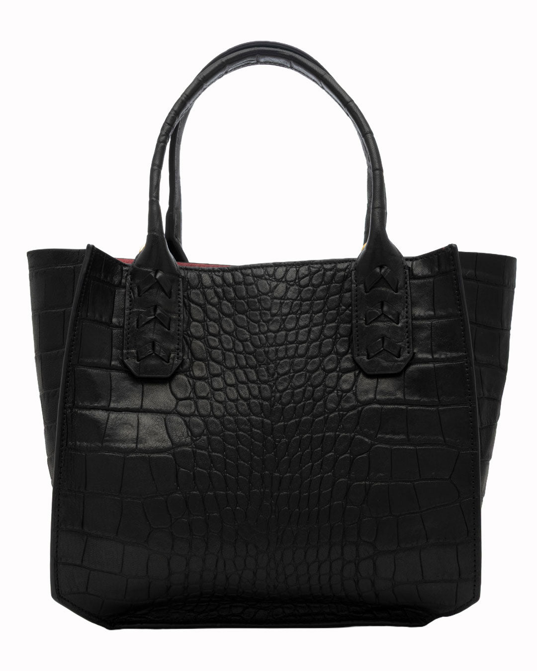Elaine Turner- Mauney Satchel Bag- Black Embossed Croc - Edit by Elaine Turner
