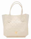 Elaine Turner- Mauney Satchel Bag- White Embossed Studded Leather