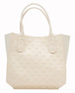 Elaine Turner- Mauney Satchel Bag- White Embossed Studded Leather