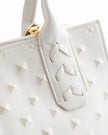 Elaine Turner- Mauney Satchel Bag- White Embossed Studded Leather