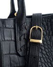 Elaine Turner- Mauney Satchel Bag- Black Embossed Croc - Edit by Elaine Turner