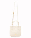 Elaine Turner- Mauney Satchel Bag- White Embossed Studded Leather