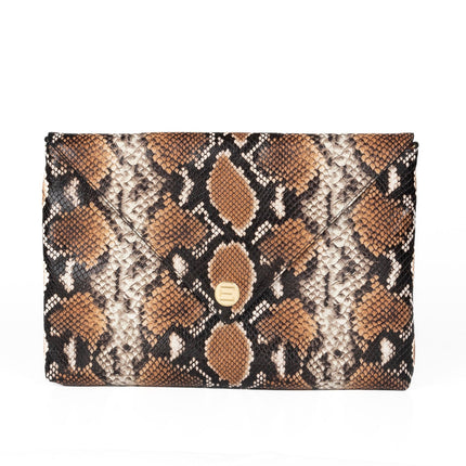 The Aerin Envelope Clutch - Camel Python