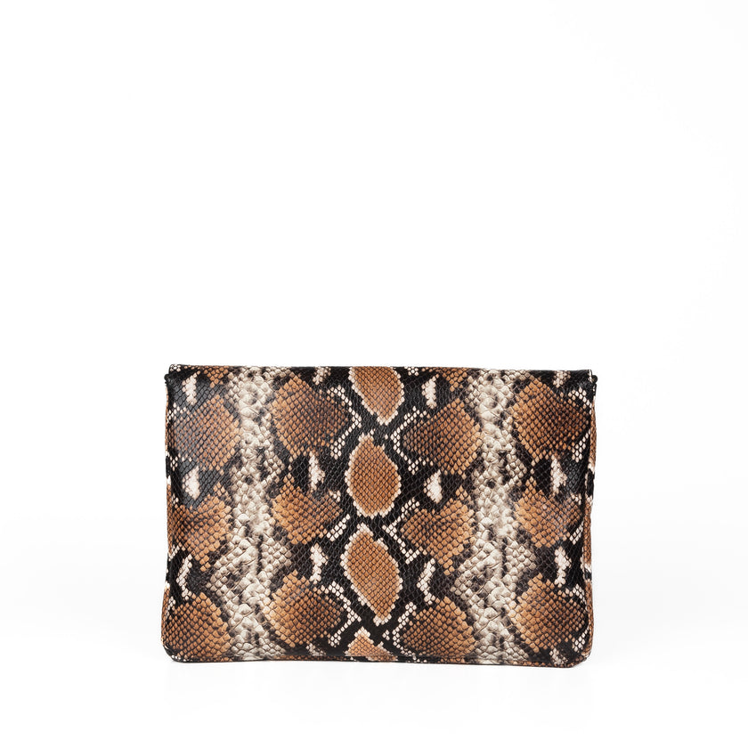 The Aerin Envelope Clutch - Camel Python