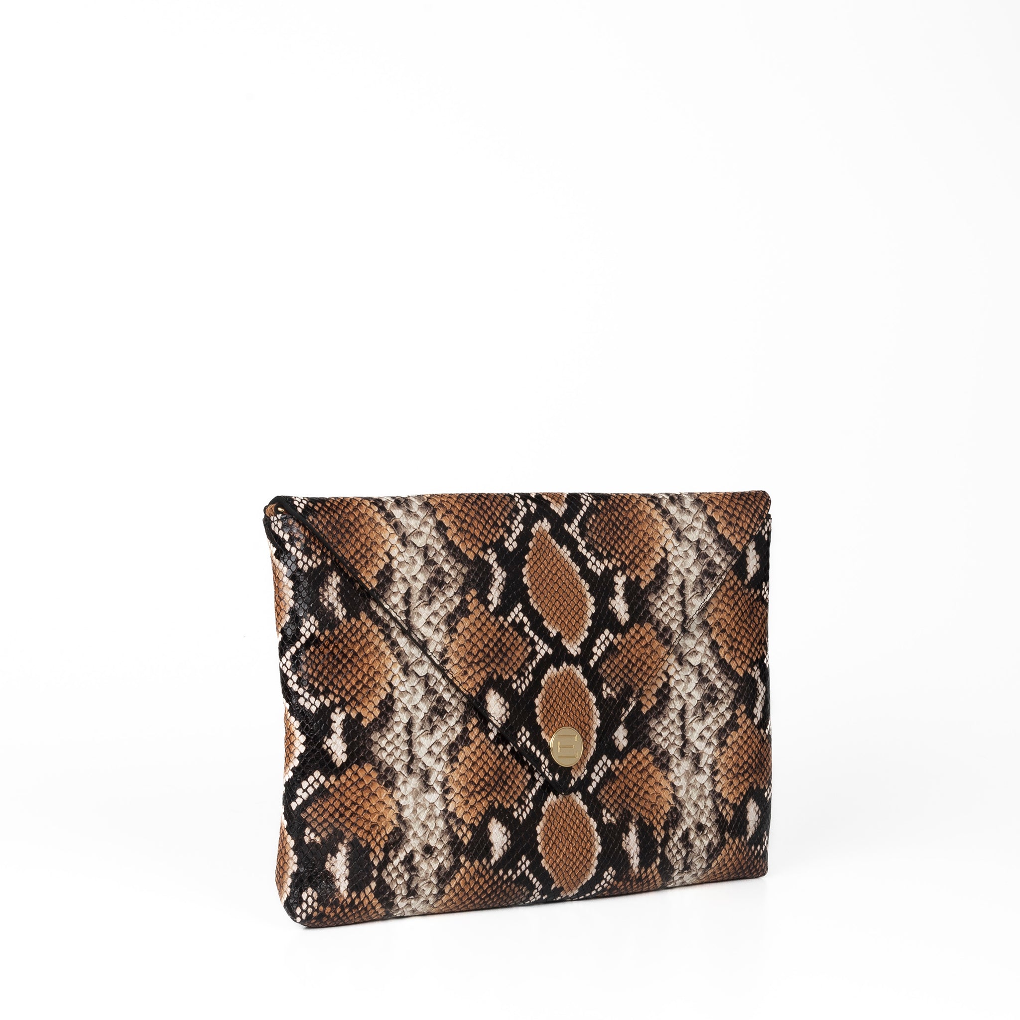 The Aerin Envelope Clutch - Camel Python