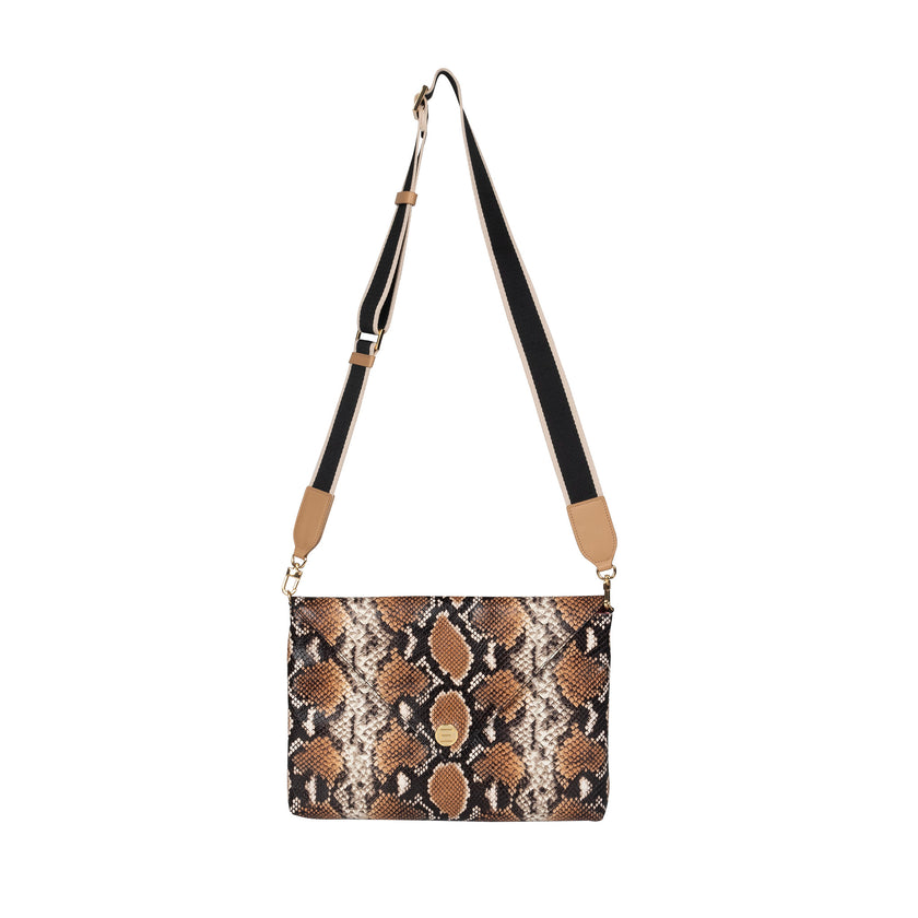 The Aerin Envelope Clutch - Camel Python