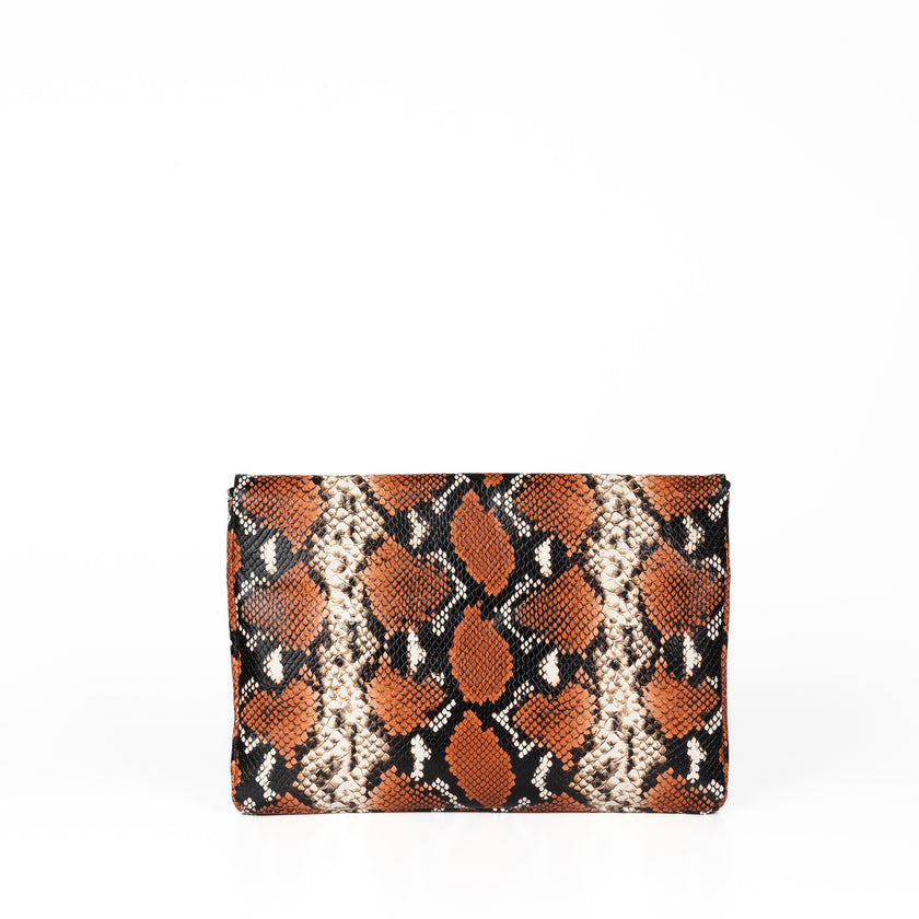 The Aerin Envelope Clutch - Orange Python