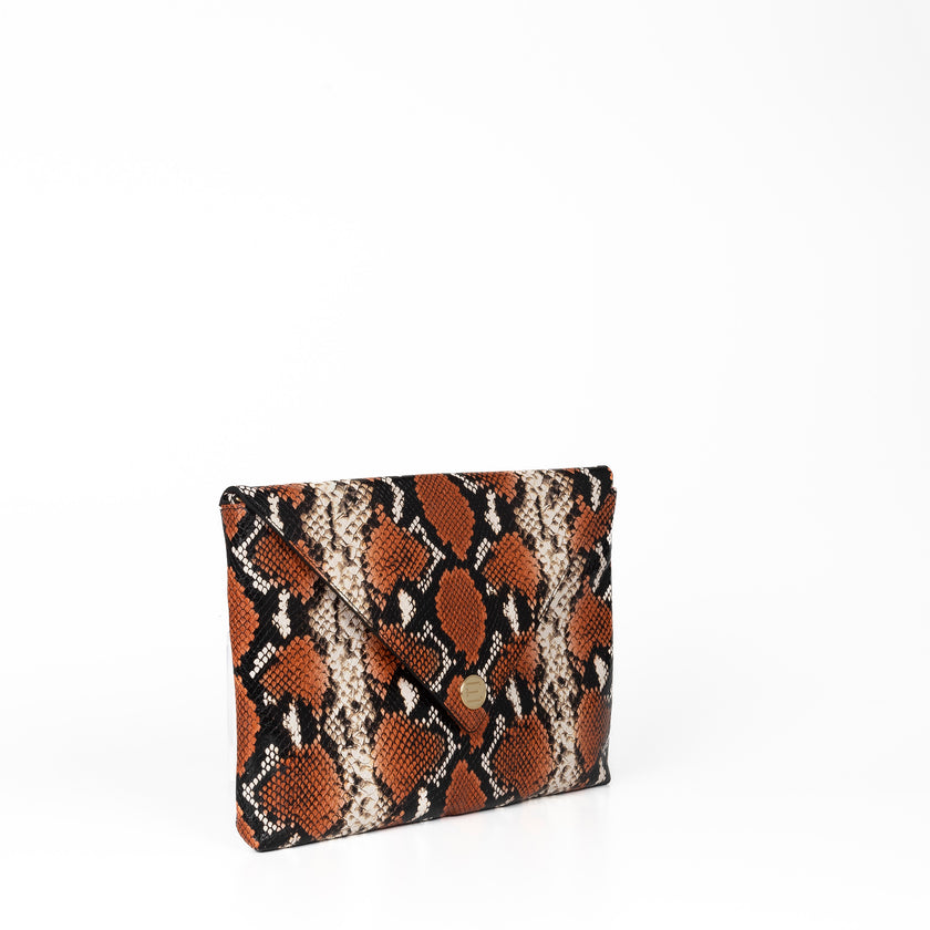 The Aerin Envelope Clutch - Orange Python