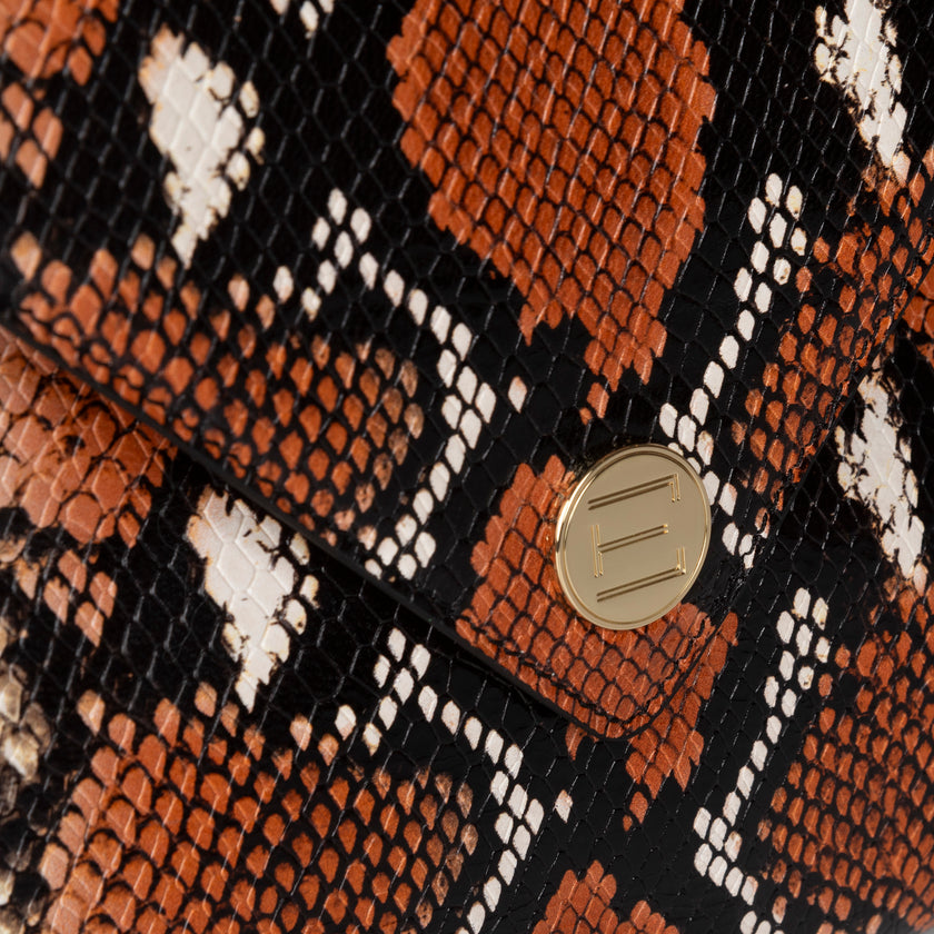 The Aerin Envelope Clutch - Orange Python