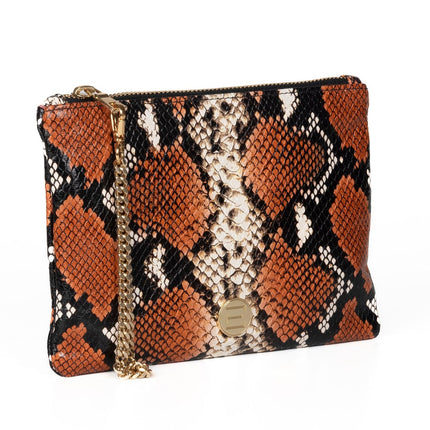 The Gigi Zip Pouch - Orange Python