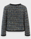 Edward Achour- Collarless Four-Pocket Tweed Jacket in navy. Available at Edit by Elaine Turner in Houston, TX. Back Flat Lay View.