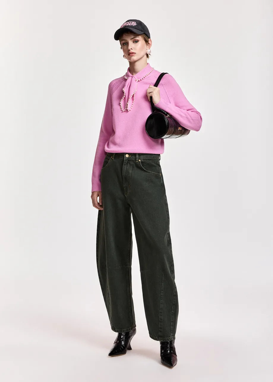Essentiel Antwerp-Kasa Pullover sweater - millenial pink. Available at edit by Elaine Turner in Houston, TX. Full model  front view.