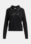 Essentiel Antwerp Kasa Pullover with Beads in Steel Pulse. Available at Edit by Elaine Turner in Houston, TX. Flat Lay View. 