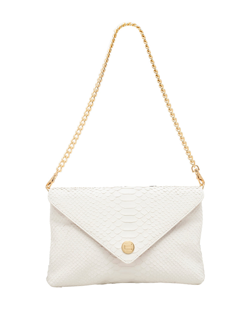 Elaine Turner- Bella Clutch- Cloud White Snake