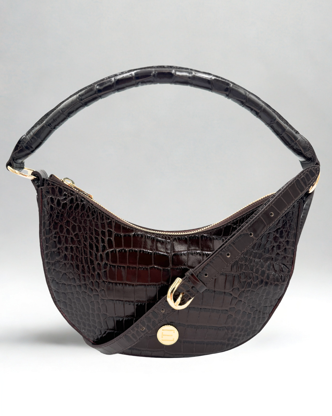 Sawyer Shoulder Bag- Chocolate Croc