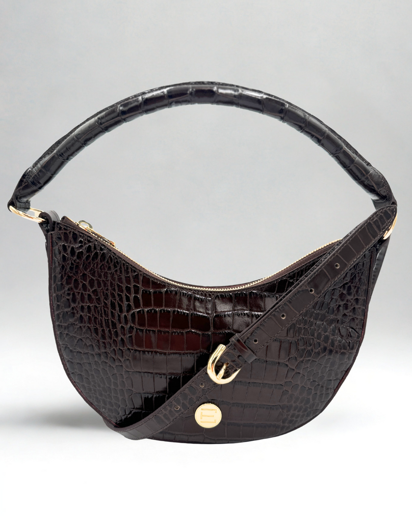 Sawyer Shoulder Bag- Chocolate Croc