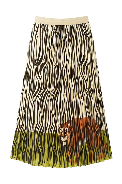 Le Superbe- Hidden Tiger Pleated Skirt