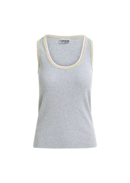 Harcel Embroidered Jersey Top- Nimbus Cloud