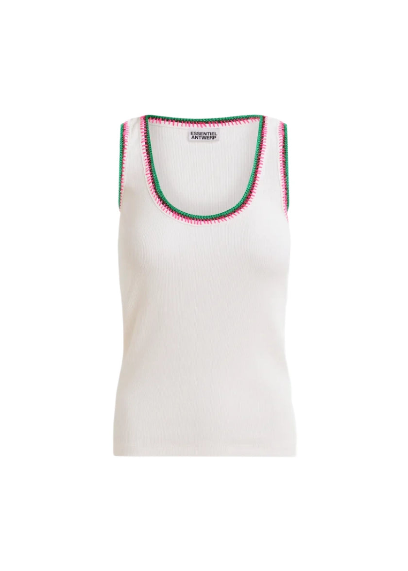 Harcel Embroidered Jersey Top- Sour Cream