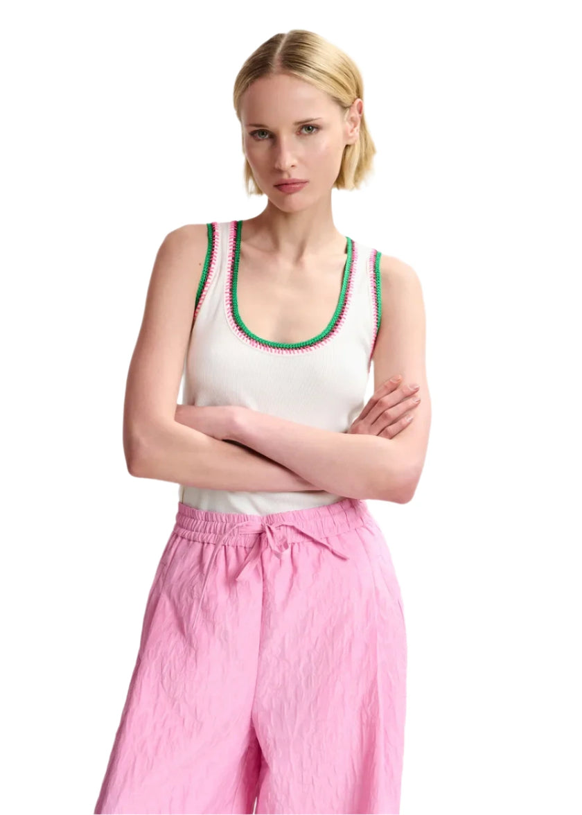 Harcel Embroidered Jersey Top- Sour Cream