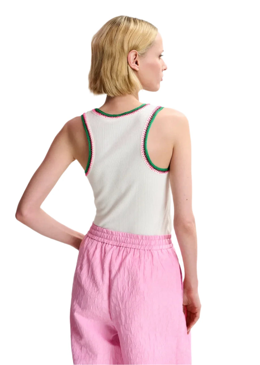 Harcel Embroidered Jersey Top- Sour Cream