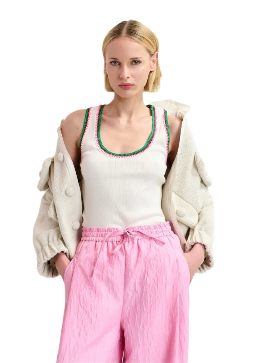 Harcel Embroidered Jersey Top- Sour Cream