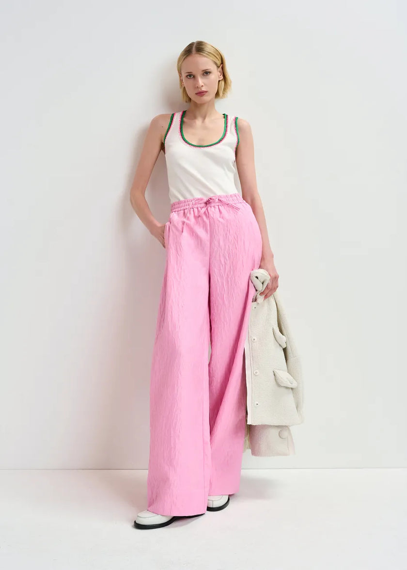 Harcel Embroidered Jersey Top- Sour Cream