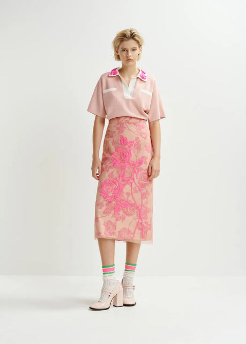 Hisces Tulle Midi Skirt