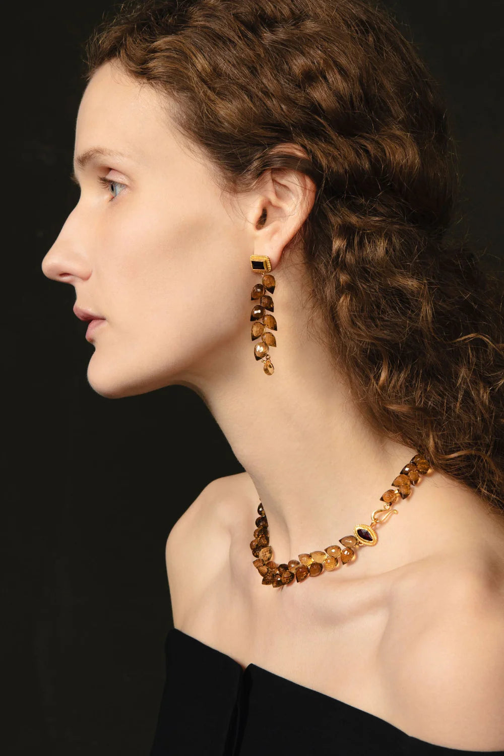 Angie Whiskey Quartz Earrings