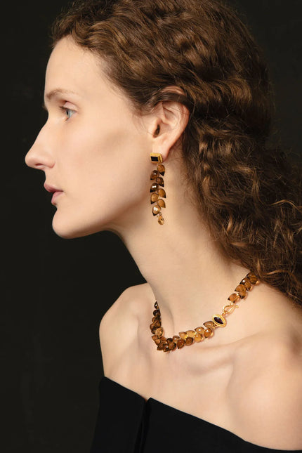 Angie Whiskey Quartz Earrings