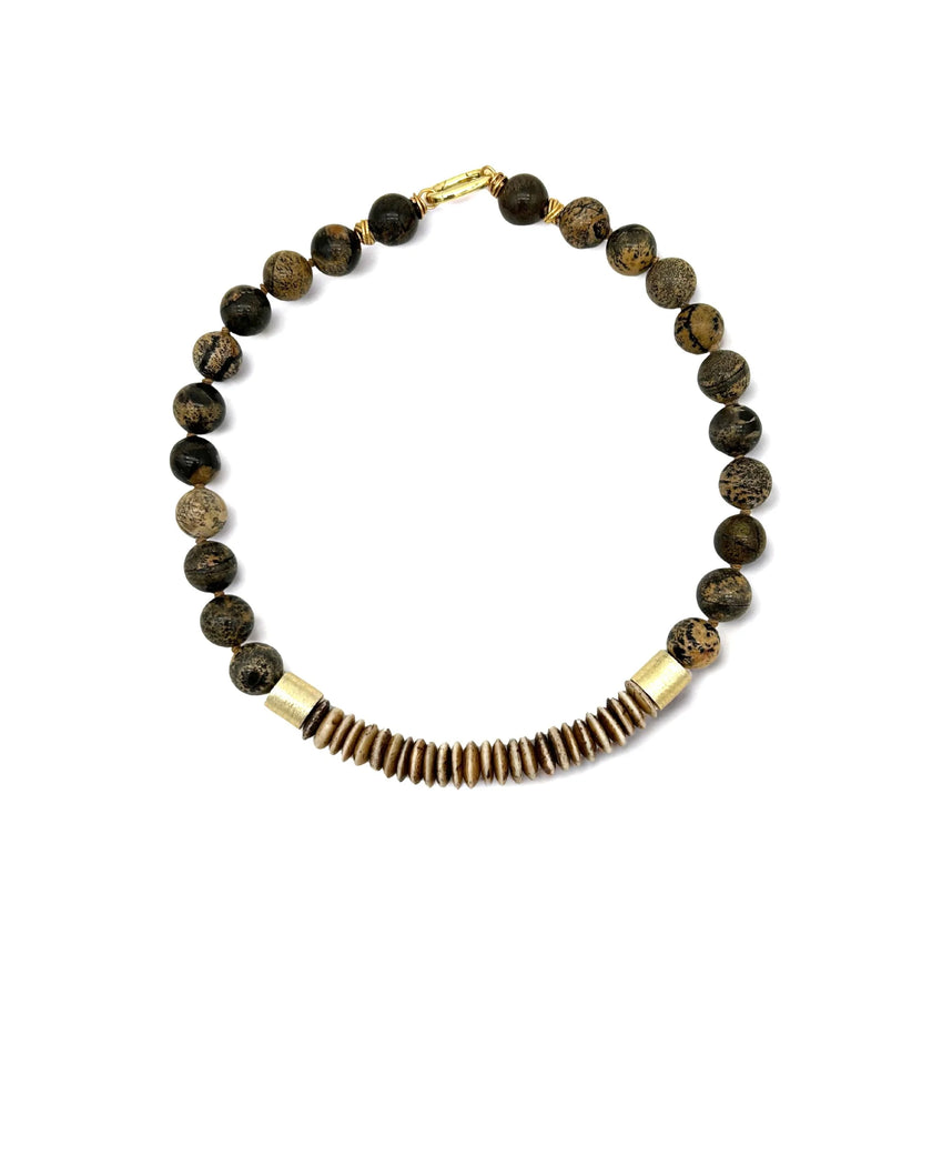 Harper Hart - Coco Necklace - Agates and Rondelle Beads. Available at Edit by Elaine Turner in Houston, TX. Flat Lay View. 