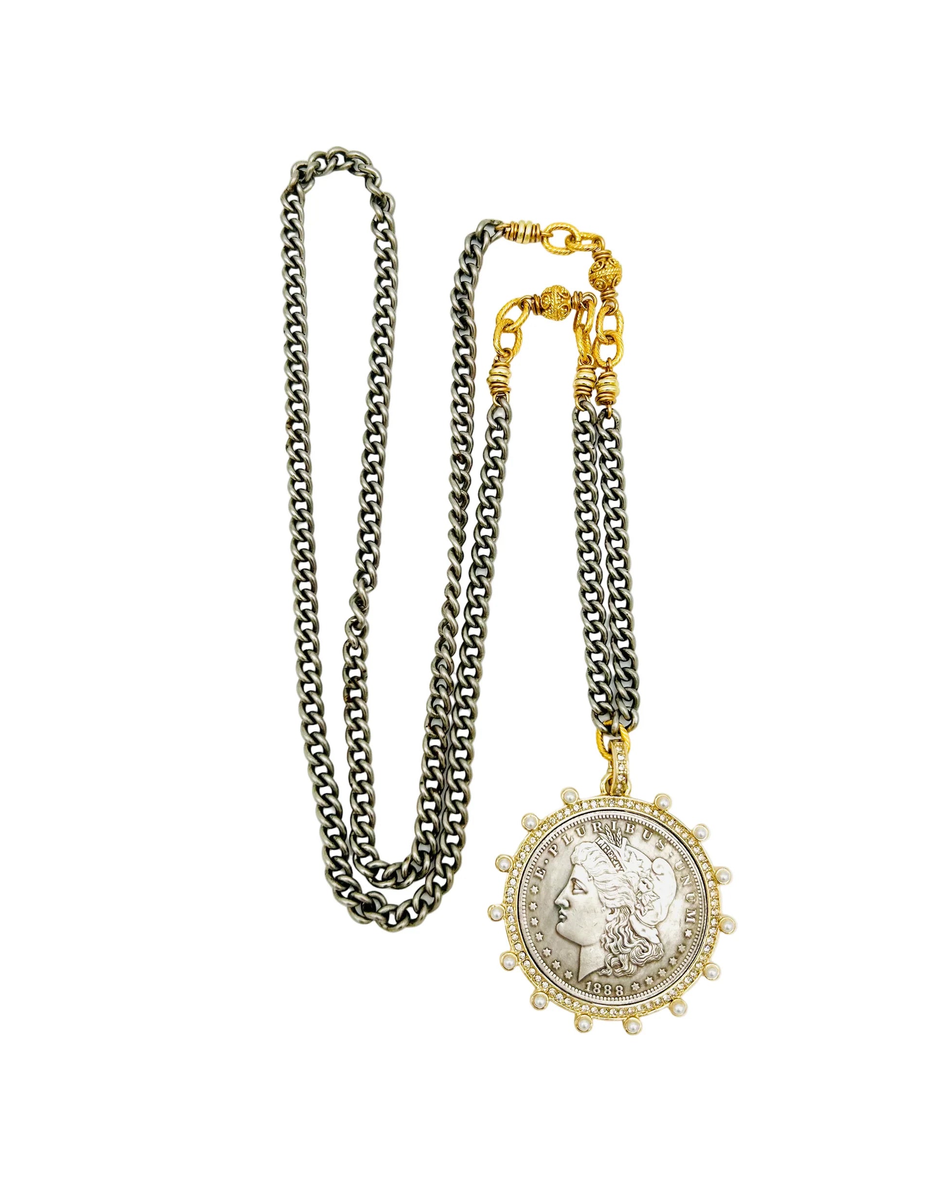 Harper Hart - Monaco Necklace - Silver. Available at Edit by Elaine Turner in Houston, TX. Flat Lay View. 