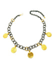 Harper Hart Monedita Necklace - Gunmetal / Gold. Available at Edit by Elaine Turner in Houston, TX. Flat Lay View. 