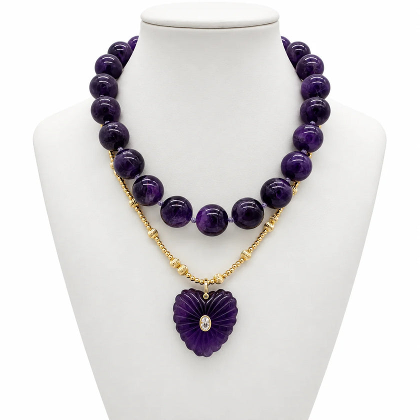 Harper Hart Jewelry - St. Moritz Necklace - Round Amethyst. Available at Edit by Elaine Turner in Houston, TX. 