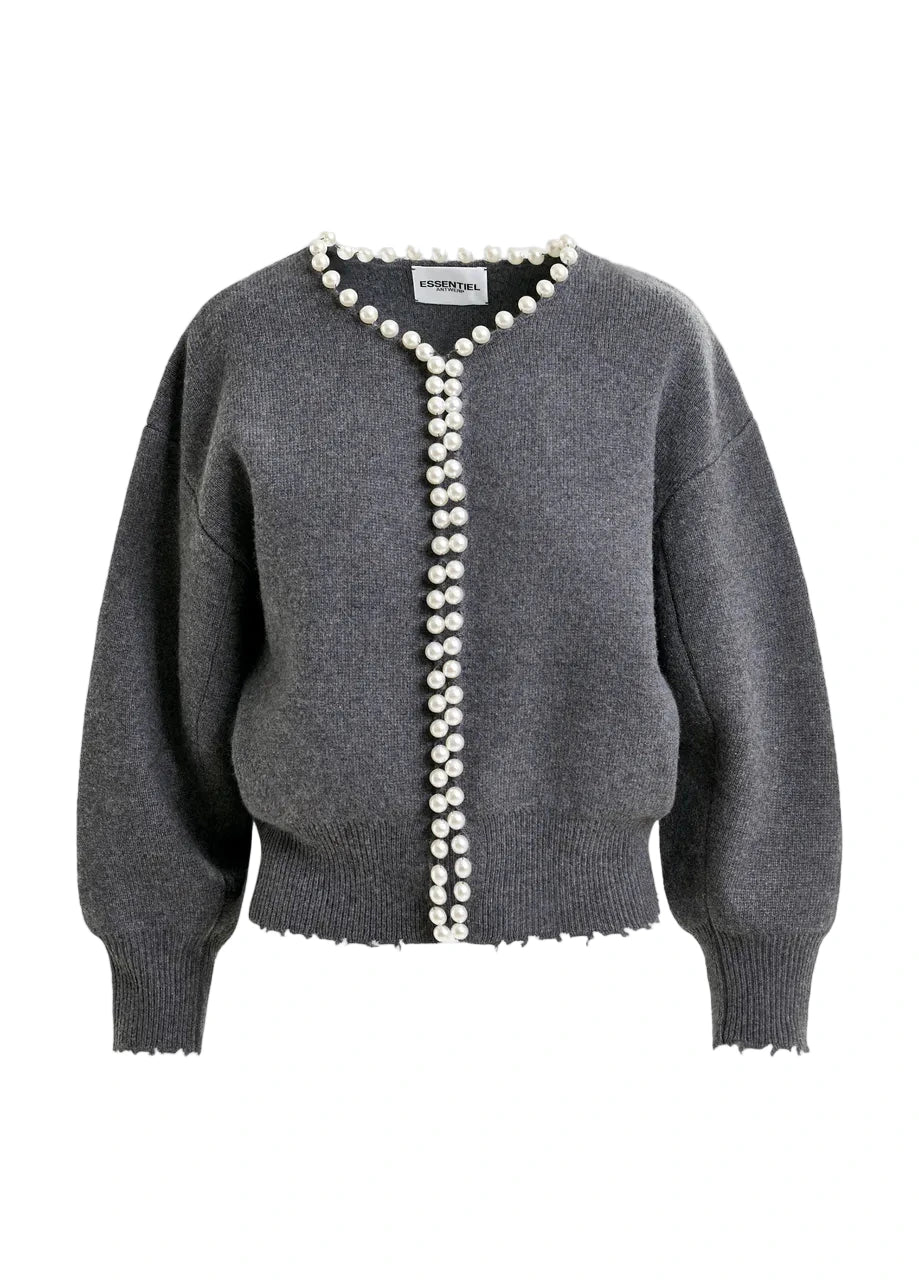 Ideas Knit Grey Pearl Cardigan