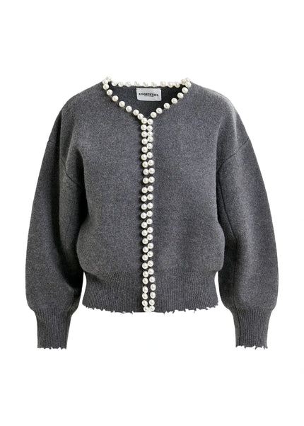 Ideas Knit Grey Pearl Cardigan