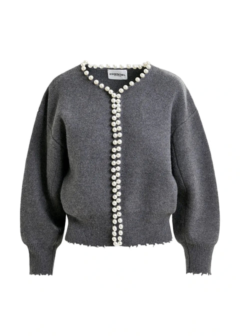 Ideas Knit Grey Pearl Cardigan