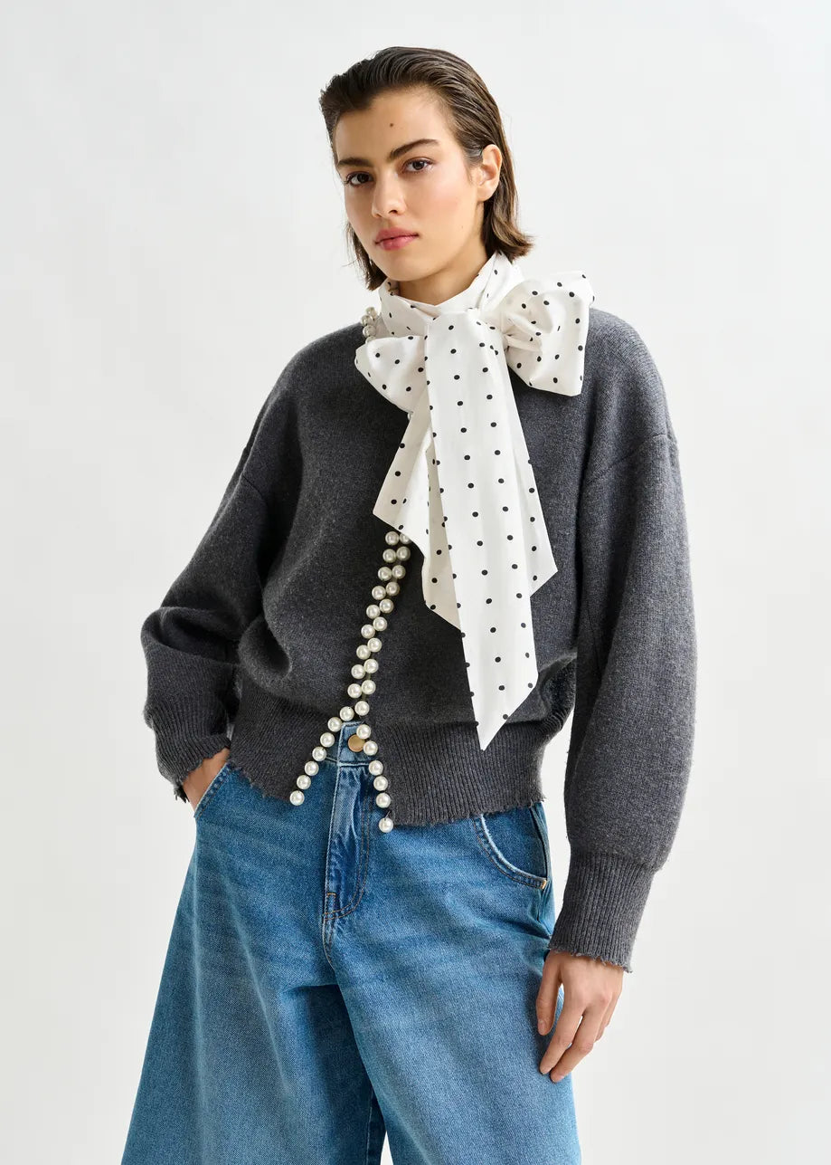 Ideas Knit Grey Pearl Cardigan
