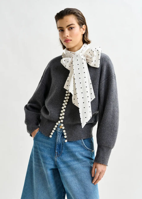 Ideas Knit Grey Pearl Cardigan