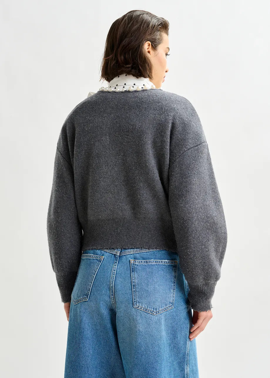 Ideas Knit Grey Pearl Cardigan