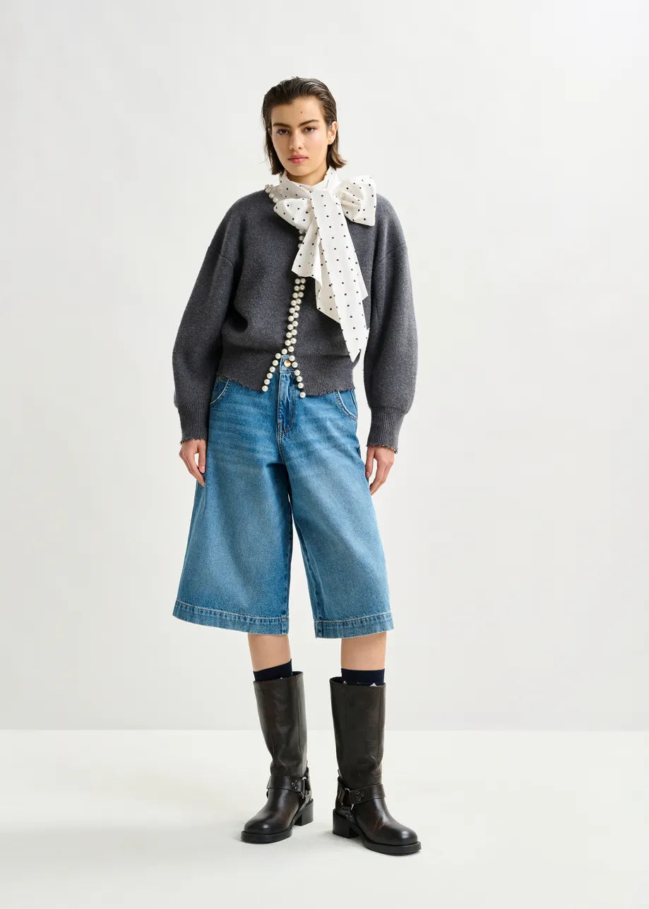 Ideas Knit Grey Pearl Cardigan