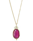 Emily Amey Pink Ruby Necklace w/ Diamond Bubbles- 14k Yellow Gold - Edit by Elaine Turner
