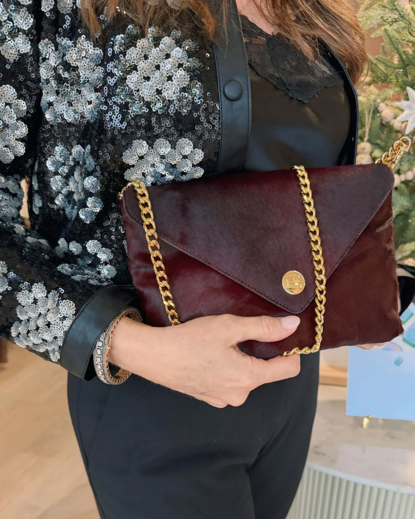Elaine Turner- Bella Clutch- Bordeaux Haircalf