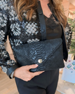 Elaine Turner- Bella Clutch- Metallic Black Lizard