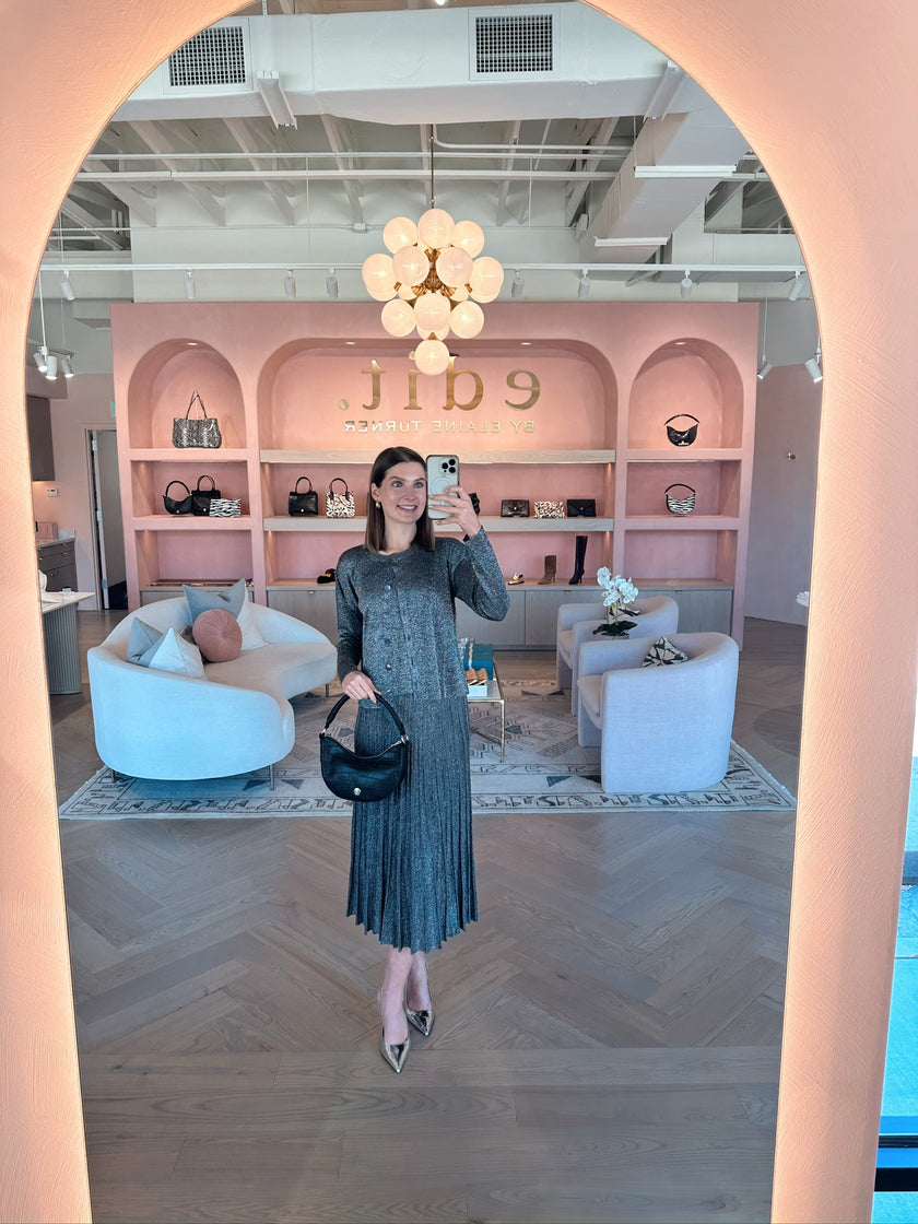 Gala Pleated Skirt- Dark Grey