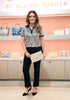 Bella Clutch- White Embossed Studded Leather
