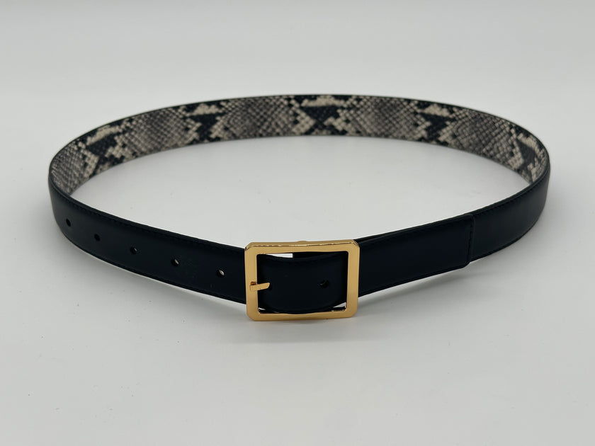 Reversible Black & White Python Belt