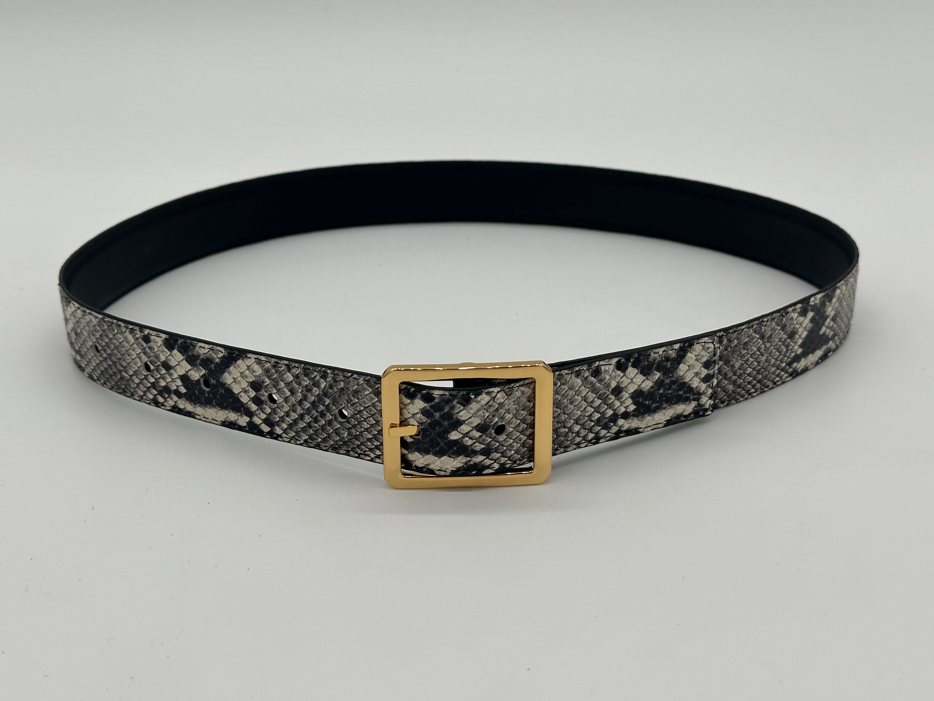 Reversible Black & White Python Belt